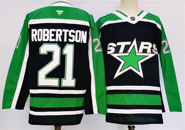 Mens Dallas Stars #21 Jason Robertson Black 2024-25 Reverse Retro Stitched Jersey->dallas stars->NHL Jersey